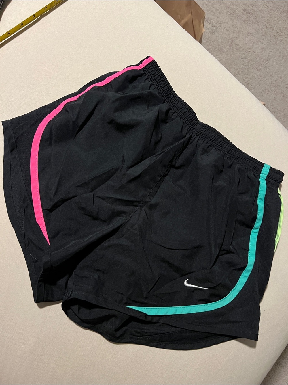 Nike Women’s Black Athletic Shorts with Pink & Teal Trim